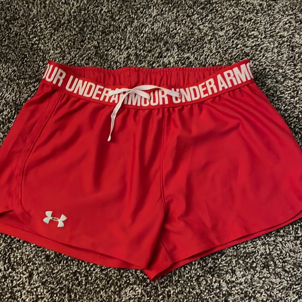 Red under armour athletic shorts